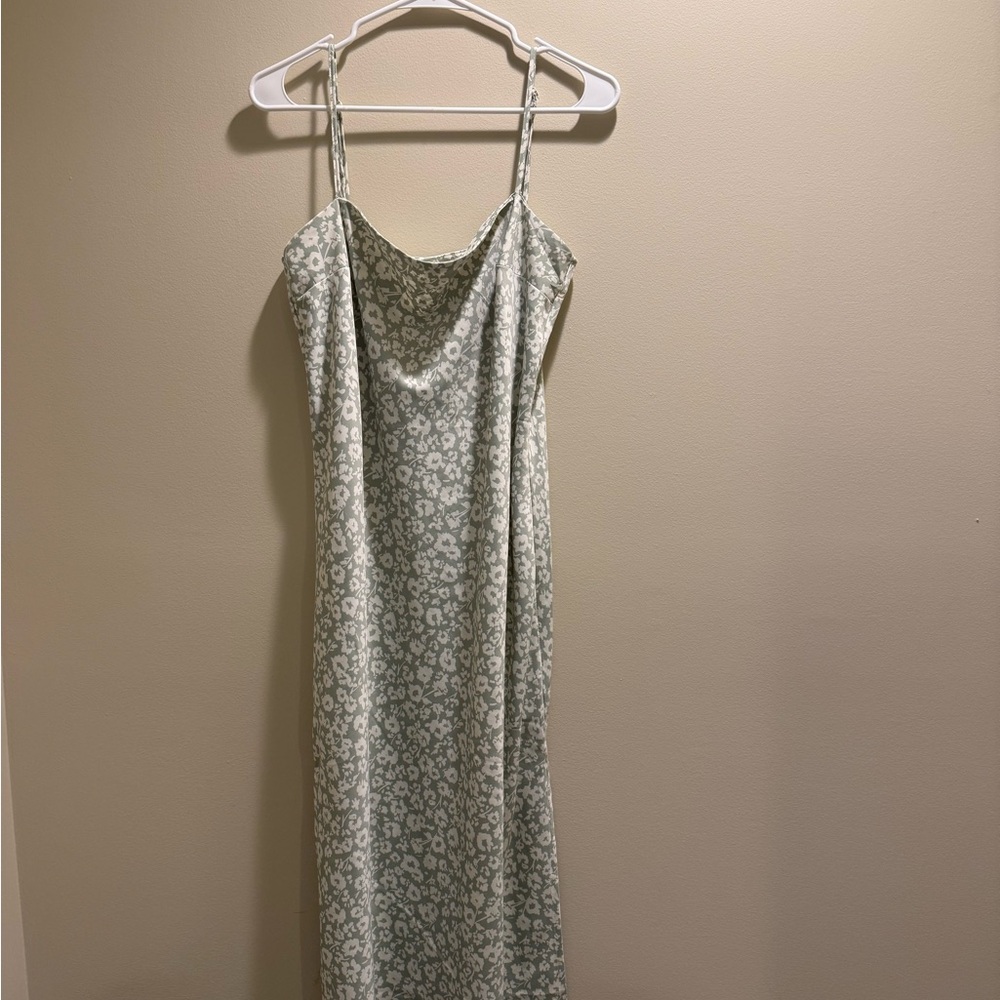 A New Day Light Green Floral Midi Dress